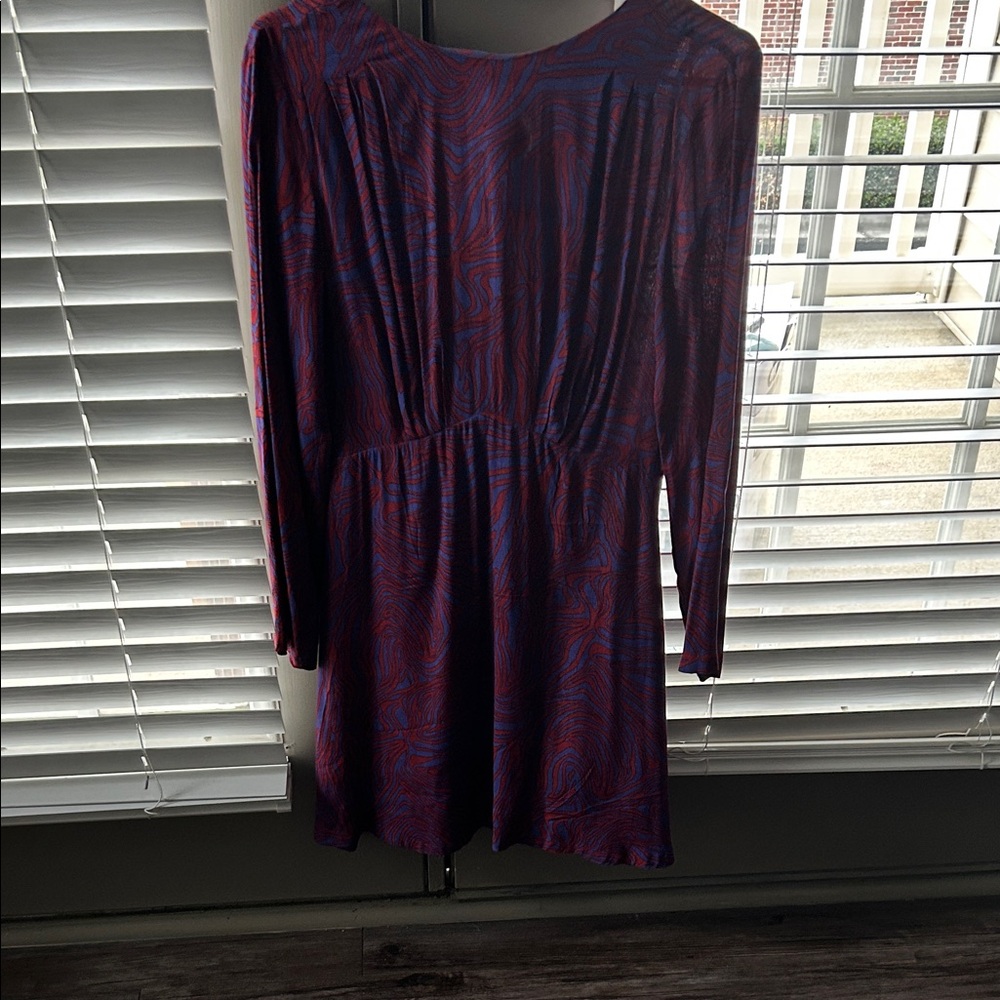 & Other Stories Purple and Red Patterned Long Sleeve Dress